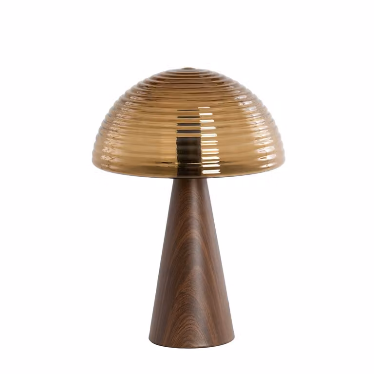 Light & Living Tafellamp Mueda met bruin glas en hout - Bruin