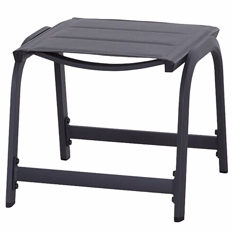 home24 Hocker Tesoro zwart/zwart met gepoedercoat aluminium en polyester-PVC