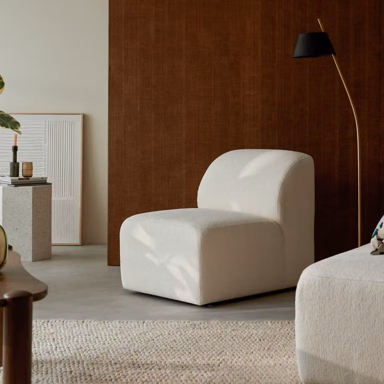 Tikamoon Vénus Modulaire Stoffen Fauteuil in Beige Boucle Stoff