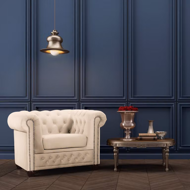 home24 Fauteuil Ravi beige velours B: 104 cm, D: 72 cm, H: 86 cm