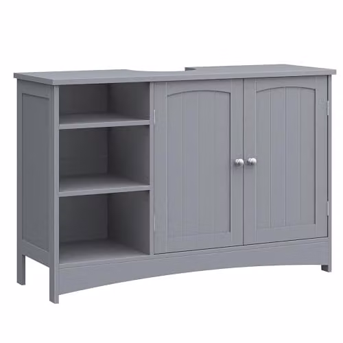 VASAGLE wastafelonderkast voor de badkamer met 2 deuren en open vakken, B: 90 cm, D: 60 cm, H: 30 cm