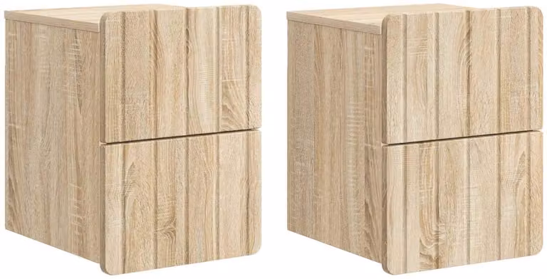 vidaXL Nachttafels Sonoma Eiken - Set van 2 - Muurbevestigd - B/D/H: 33 x 34,5 x 43 cm
