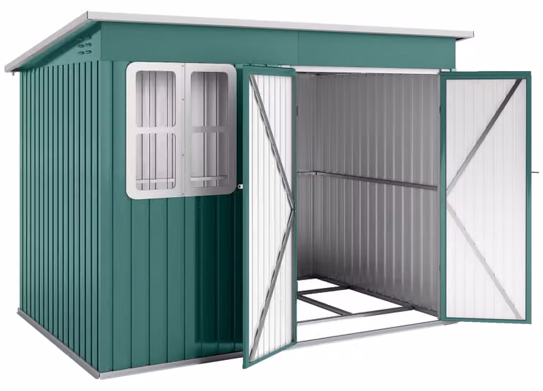 Outsunny Metalen Tuinhuis met Raam en Schilddak, 4,13 m², Groen