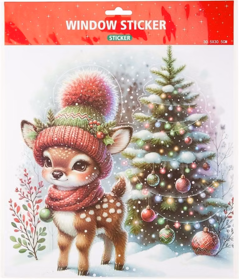 Multicolore raamsticker met jong hertje, 30 x 30 cm