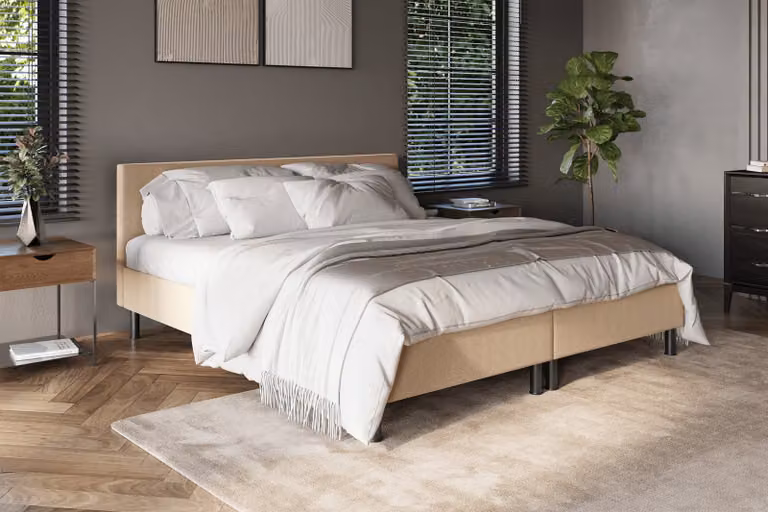 Boxspring Anna Beddenleeuw Beige B/D: 160 x 200 cm