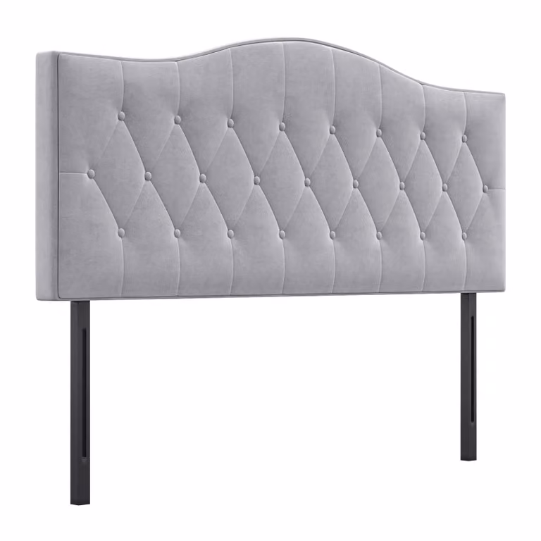 HOMCOM Hoofdeinde van populierenhout met polyester stoffering, Grijs, B: 185 cm, D: 8 cm, H: 134 cm