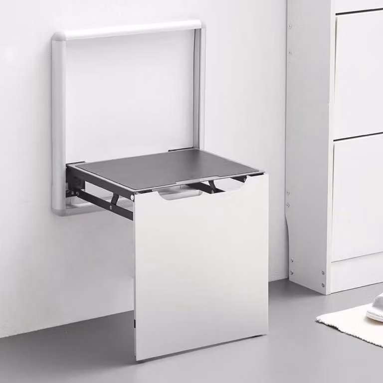 Inklapbare Wandstoel voor Schoenen – Opklapbare Schoenbank – Wit