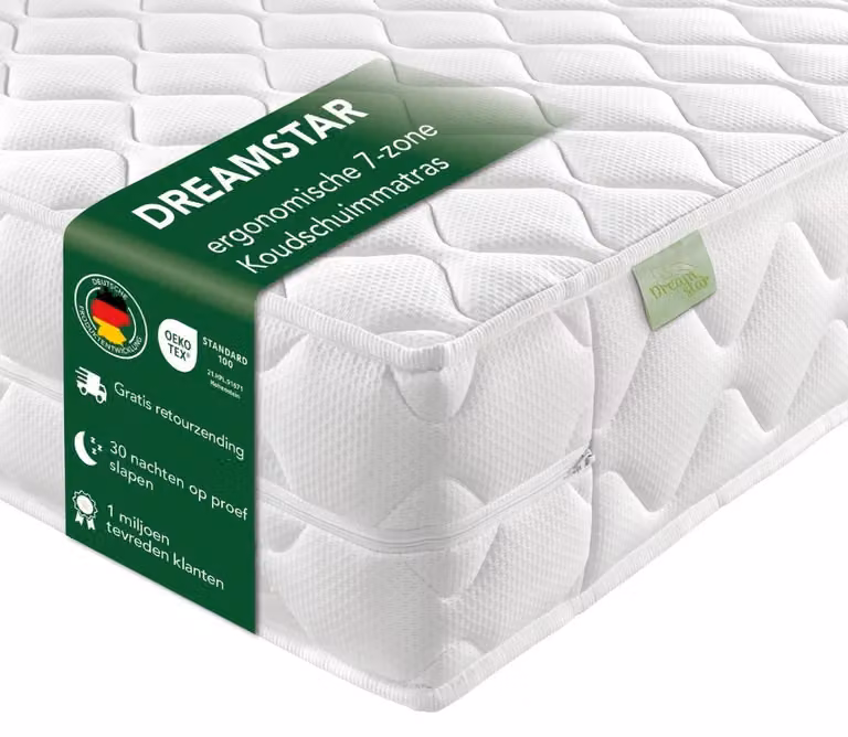 Ergo Flex XXL Ergonomische 7-zone omkeerbare koudschuim matras voor volwassenen Breedte: 100 cm, Lengte: 200 cm, Hoogte: 22 cm van Dreamstar