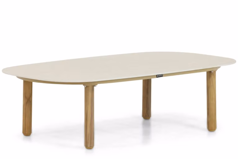 Lifestyle Garden Furniture Bloom lounge tuintafel van teak met beige aluminium, B/D: 120 x 65 cm