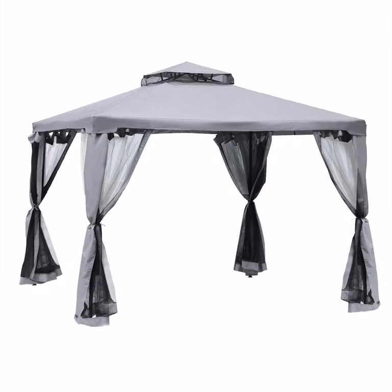 Antracietgrijze Easy up partytent met zijwanden en zadeldak, 300 x 300 x 265 cm