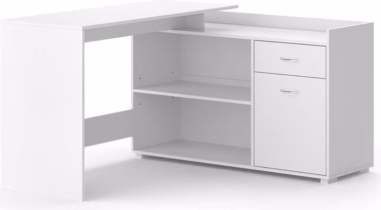 Vicco Noira Hoekbureau Wit met lade, Model 50118, B: 135 cm, D: 77 cm