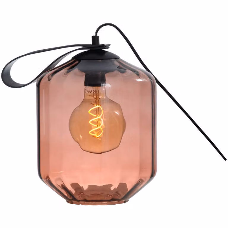 Masterlight Porto III Tafellamp met rood transparant glas en metalen voet, B/D/H: 40 x 20 x 19 cm