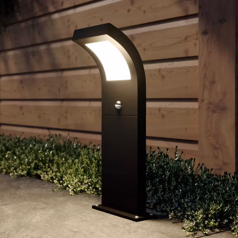 Advik Arcchio LED tuinpadverlichting met bewegingssensor, 60 cm, antraciet/zwart, modern aluminium ontwerp, IP54
