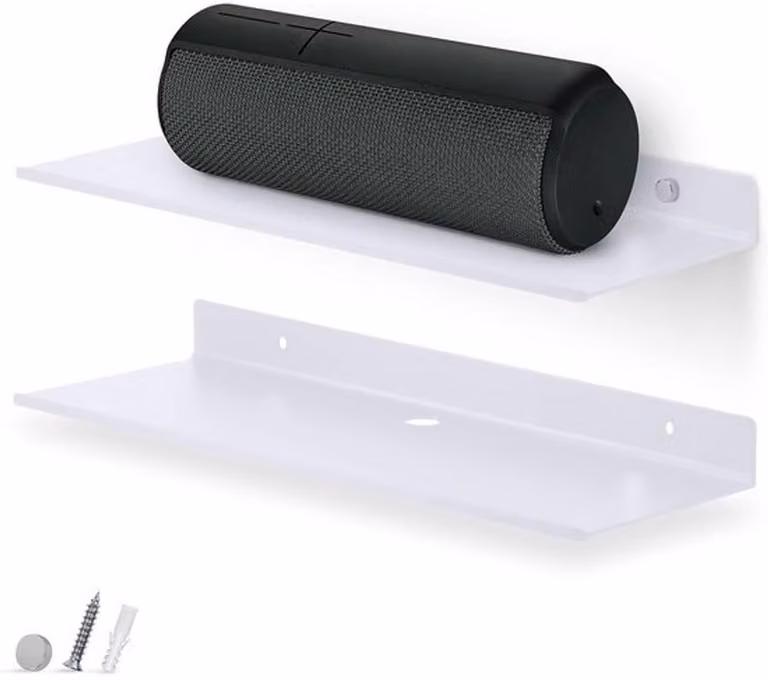 Set van 2 metalen zwevende wandplanken voor boeken, planten en decoratie, Breedte: 30,48 cm