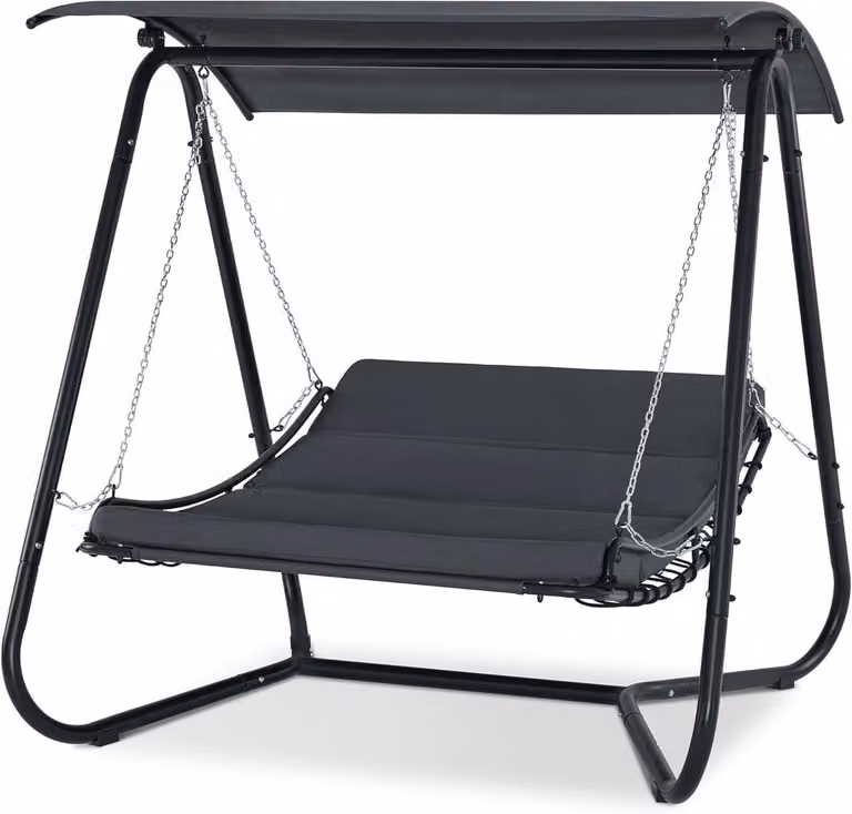 Hollywoodschommel Grijs met Verstelbaar Zonnedak B/D/H: 167 x 155 x 173 cm