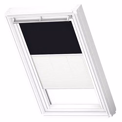 VELUX Verduisterend Rolgordijn Plissé, Witte Geleiders, P04, zwart