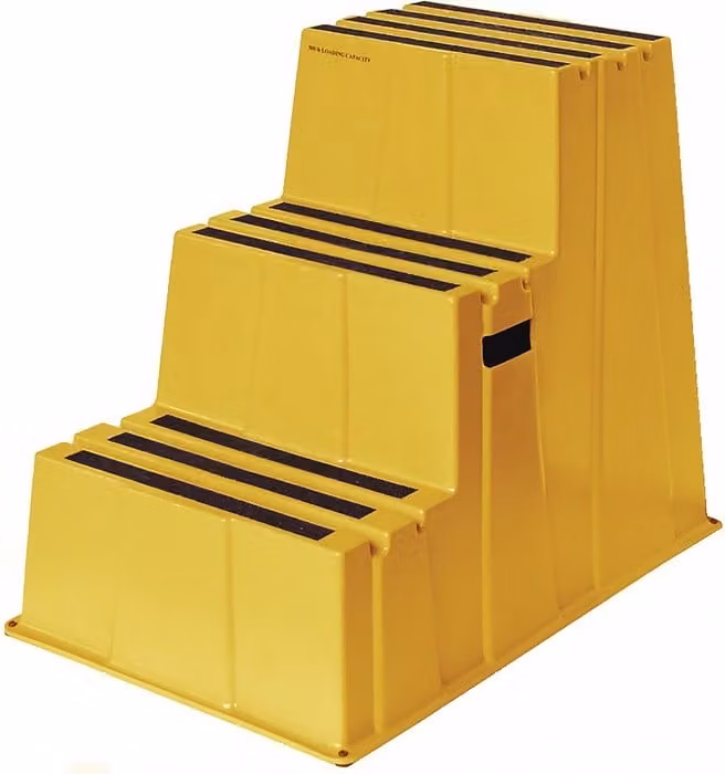 Twinco Zwaar belastbare trap met platform en 3 treden, geel, Platformhoogte: 73 cm