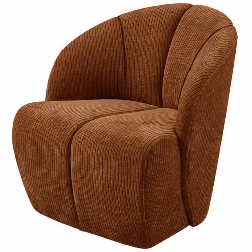WOOOD Mojo Draaibare Loungefauteuil - Corduroy/Chenille - Geel/Bruin - B: 75 cm, D: 68 cm, H: 77 cm