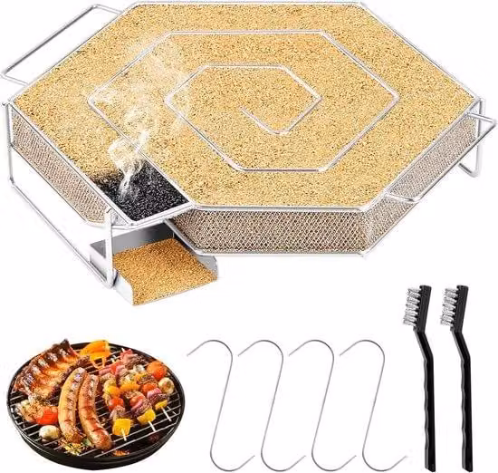 Zilveren gasbarbecueset met roestvrijstalen kookplaat en bolvormige grill