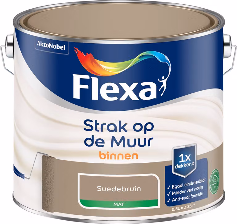 Flexa Strak Op De Muur Binnen Mat - Suedebruin - 2,5 l