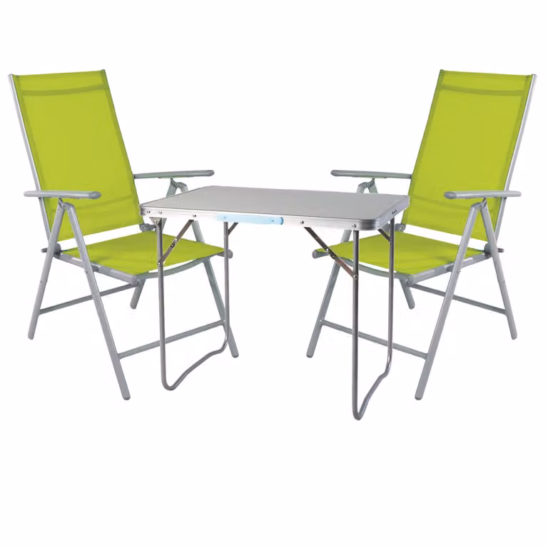 Mojawo Set van 3 Aluminium Campingmeubels met Textiel Bekleding, Limoengroen