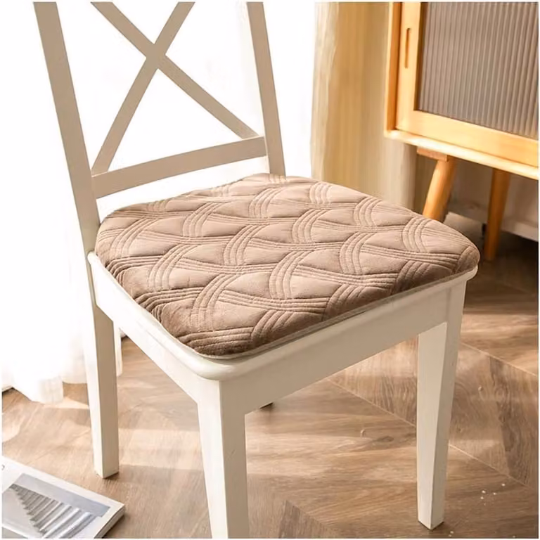 Grijs Pluche Stoelkussen Hoefijzer met Antislip en Banden - 43 x 40 cm