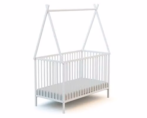 Webaby Houten tipi bed met spijlen en verstelbare lattenbodem Wit B/D/H: 120 x 60 cm