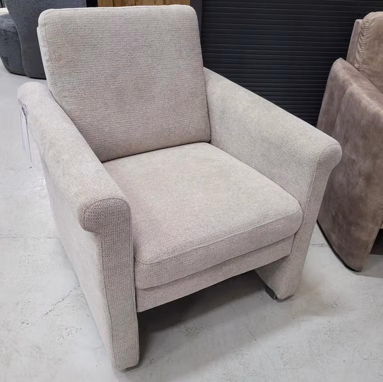 WoonMax Fauteuil Portland Lounge Stoel met Armleuningen, Beige Textiel