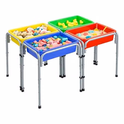 VEVOR Sensorische activiteitentafel voor kinderen van 3-6 jaar met 4 stations, hoogteverstelbaar, afneembare opbergdozen en afgeronde hoeken, B/D/H: 78,5 x 66 x 30 cm