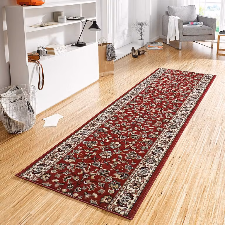 home24 Loper Vintage Vloerkleed Rood Breedte: 80 cm, Lengte: 500 cm