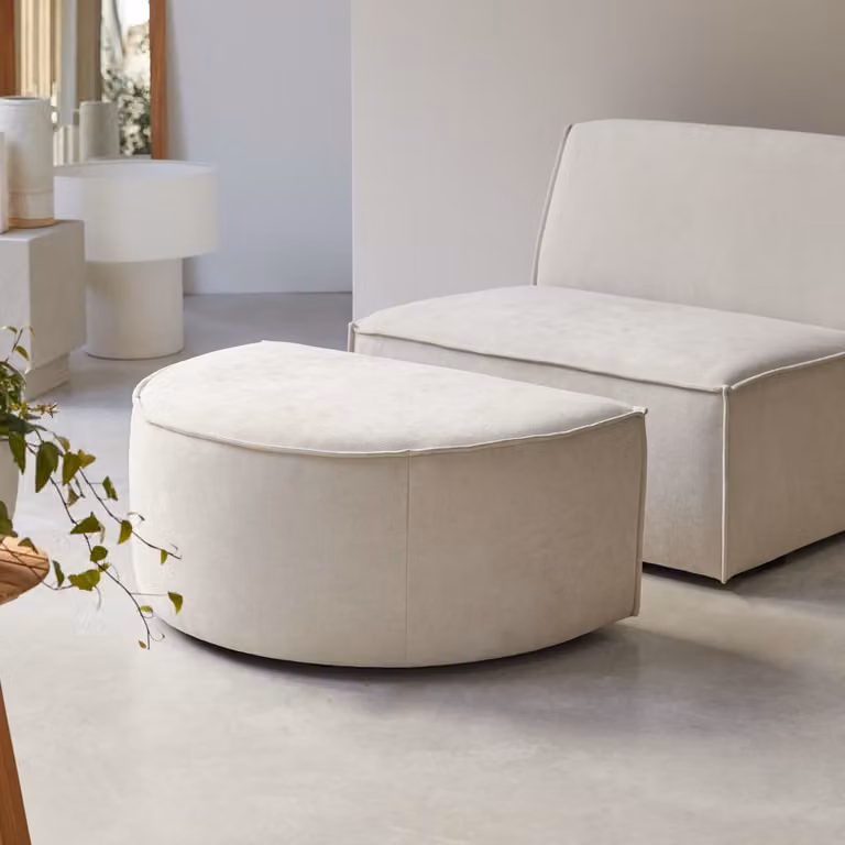 Tikamoon Voetenbank Dario in beige stof