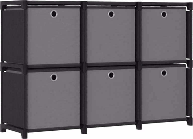 vidaXL Kast met 6 vakken en boxen, zwart, B: 103 cm, D: 30 cm, H: 72,5 cm