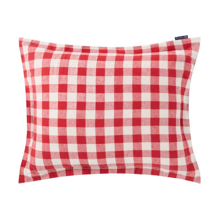 Lexington Checked Cotton Flannel kussensloop Red-light beige 50x60 cm
