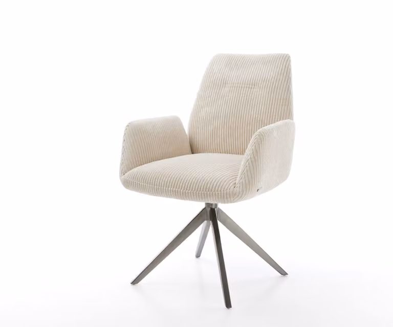 DELIFE Draaistoel Zoa-Flex met corduroy bekleding, beige, 360 graden draaibaar met rocker-functie en armleuningen