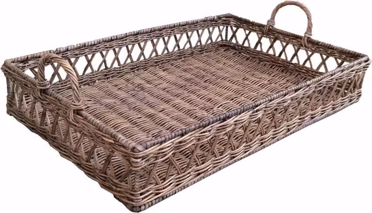 Sweet Living Rieten Dienblad met Open Rand - M - B: 46 cm, D: 30 cm, H: 10 cm