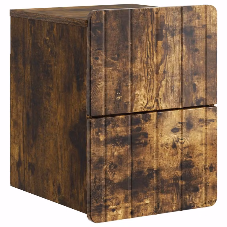 vidaXL Nachttafel Gerookt Eiken Muurbevestigd B/D/H: 33 x 34,5 x 43 cm