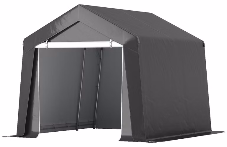Outsunny Autodak Tentgarage met Rolluik, Waterdicht, Donkergrijs, 3 x 3 meter