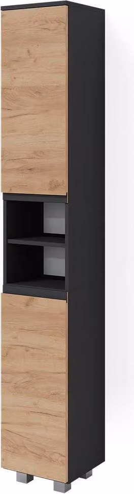 Vicco Badkamerkast J-Shape Antraciet/Goudkleurig Eiken Model 38145