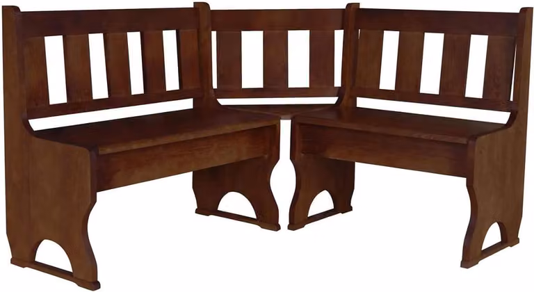 Handgemaakte massief grenen hoekbank in noten voor de woonkamer of eetkamer, 160 x 180 cm