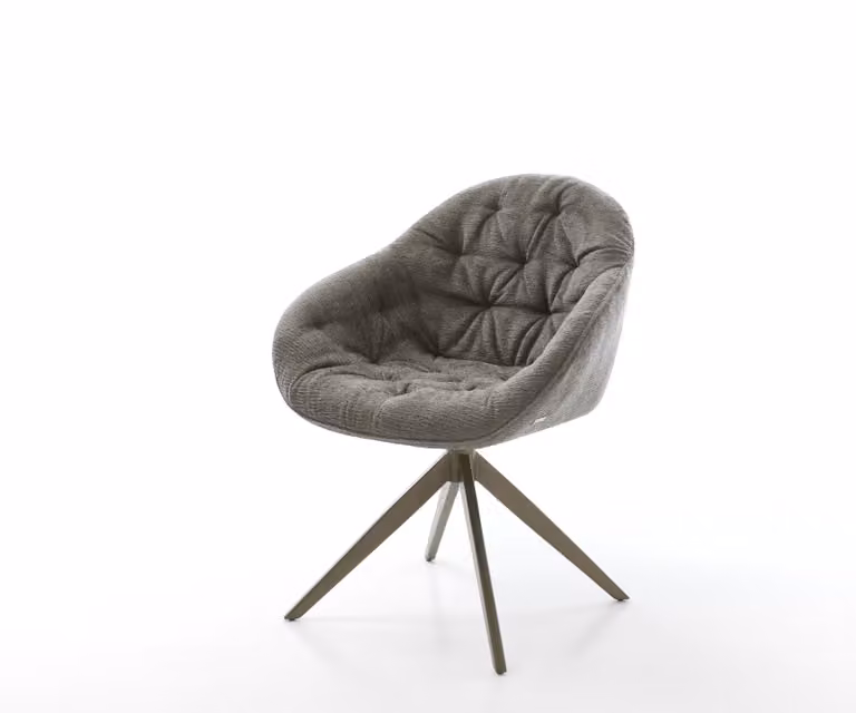 DELIFE Gaio-Flex Draaistoel met Bouclé Bekleding en Titanium Kruisframe, 360° Draaibaar, Grijs/Bruin/Zilver
