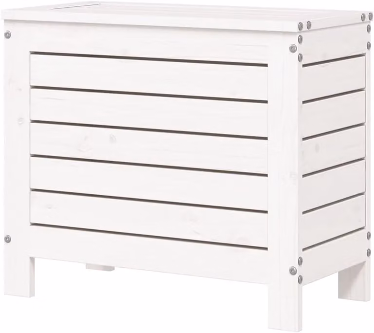 Wit Tuin Voetsteun Kruk van Massief Grenenhout voor Terras en Tuin - B/D/H: 315 x 62 x 52 cm