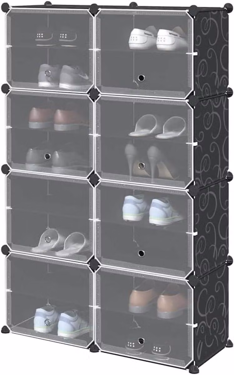 Modulair Kubusrek Zwart - Flexibele Opbergkast voor Kleding - B/D/H: 84 x 31.5 x 123.5 cm