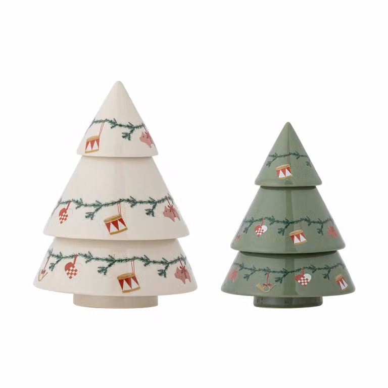 Bloomingville Yule kerstdecoratie dennenbomen 2 stuks Beige-groen