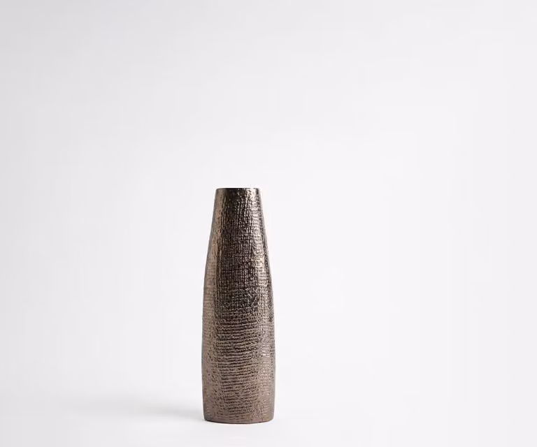 DELIFE Vaas Conico Gegoten Aluminium in Mokka Bronze, B: 13 cm, D: 7 cm, H: 35 cm
