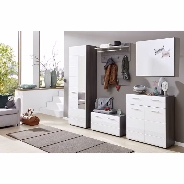 home24 Garderobepaneel Line grijs, B/D/H: 80 x 40 x 28 cm