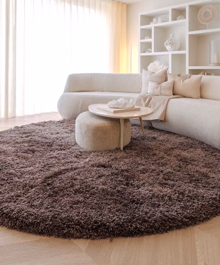 Nordic Weavers Shaggy vloerkleed rond Sveve bruin 200 cm