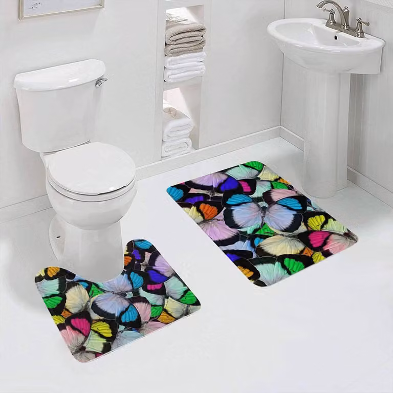 Set extra zachte badkamer tapijten en badmatten multicolor, 50 x 80 cm