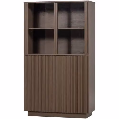 WOOOD Nova Vitrinekast van Grenenhout met Glazen Deuren, Bruin, H 172 x B 102 x D 40 cm
