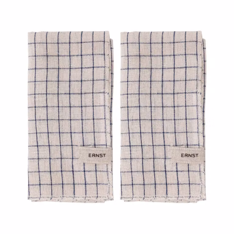 ERNST Servetten 2-pack Geruit Blauw-beige 40x40 cm
