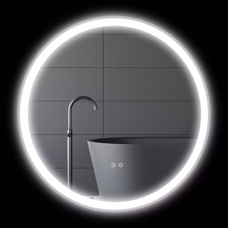 Kleankin Badkamerspiegel met LED-touchschakelaar, Diameter: 80 cm